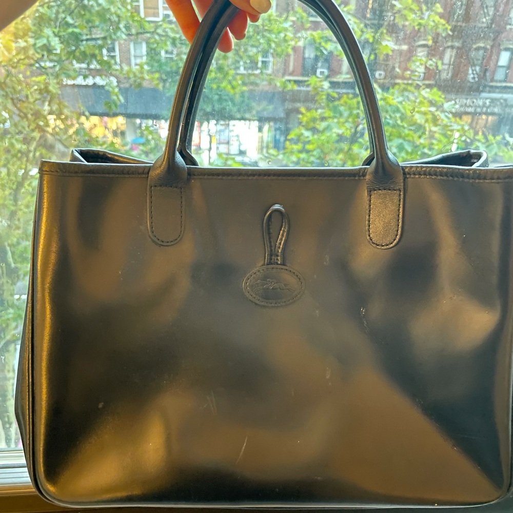 Longchamp Roseau Black Leather Tote